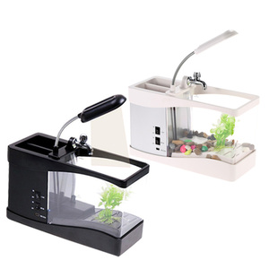 Mini Aquarium Aquarium Usb Aquarium Met Led Lamp Licht Lcd-scherm En Klok Aquarium Aquarium Vissen Tanks - Product Image 5