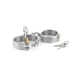 Stainless steel handcuffs for sex oval type bondage lock bdsm fetish wear hand cuffs bondage harness sex games sex products