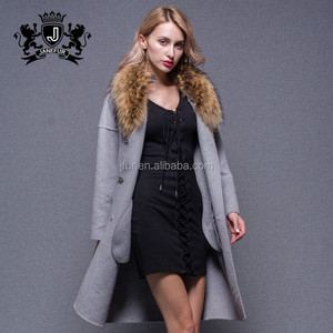 Moutons Col De Fourrure <span class=keywords><strong>Veste</strong></span> Fantaisie Conception De Chèvre Fourrure Brassard Vêtement de Femmes Double Face Manteau de Laine - Product Image 2