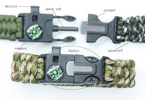 Pulsera de Paracord de Plástico 5 en 1 para Exteriores con Pedernal, Brújula, Silbato de Emergencia y Hebilla Raspador - Product Image 4