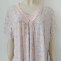 Robes de chambre pour femmes en jersey respirant de grande taille personnalisables en usine, longueur genoux, imprimé gris fleurs, été
