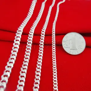 Cadena de joyería de plata de ley, cadena de joyería 925 de diferentes tamaños para elegir y cadena curva