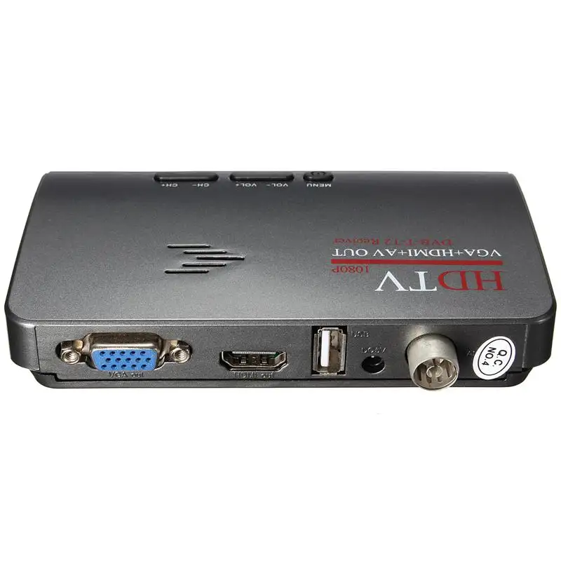 HMI 1080P DVB-T T2 TVボックスVGAAVチューナーデジタルコンバーターレシーバー、リモコン付きEU /USプラグ