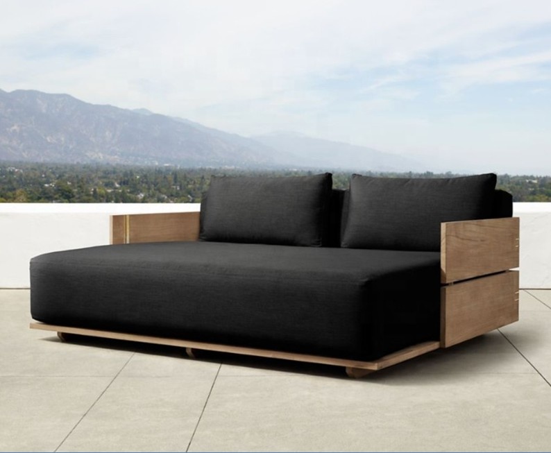 Patio garden teak wood door design outdoor unfinished wood daybed furniture