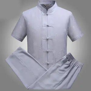 新着伝統的な中国のシャツ + パンツカジュアルな男性服tangzhuangスーツ割引価格