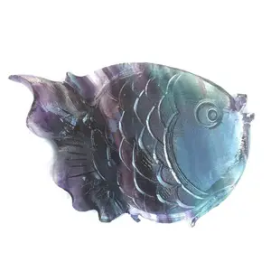 High Quality Customization Natural Fluorite Hand-Carved Polished Crystal Carved Fish