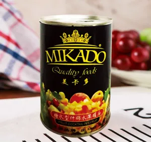 Marca Mikado, conserva de frutas en conserva, cóctel de frutas en conserva en jarabe ligero o en zumo de pera