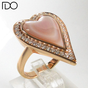 Bague en acier inoxydable, plaqué or Rose, argent Sterling 925, mère de la perle en diamant - Product Image 4