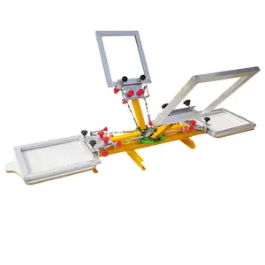 With micro registation 4 color 2 station screen printing machine for t-shirt