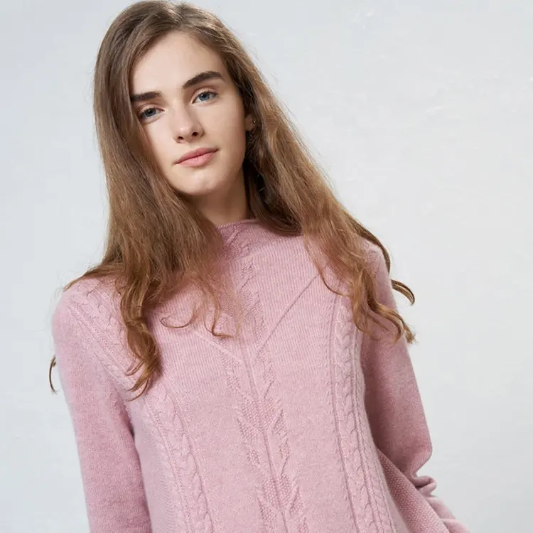 100% 순수 캐시미어 패션 7 GG 크루 넥 체크 무늬 케이블 니트 스웨터