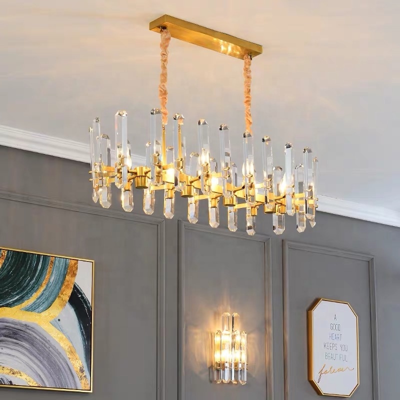 New Design Gold Pendant Rectangular Luxury Crystal Chandelier for Bedroom Livingroom Dining Room Hanging Pendant Light · image 2