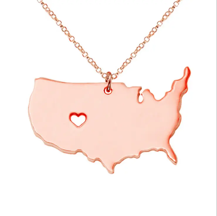 Custom shape logo jewelry charms USA California state map pendant necklace