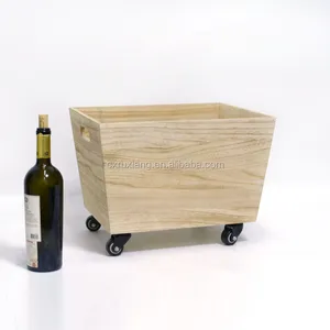 Paulownia vintage ahşap şarap şişesi sandık kutusu tekerlekli