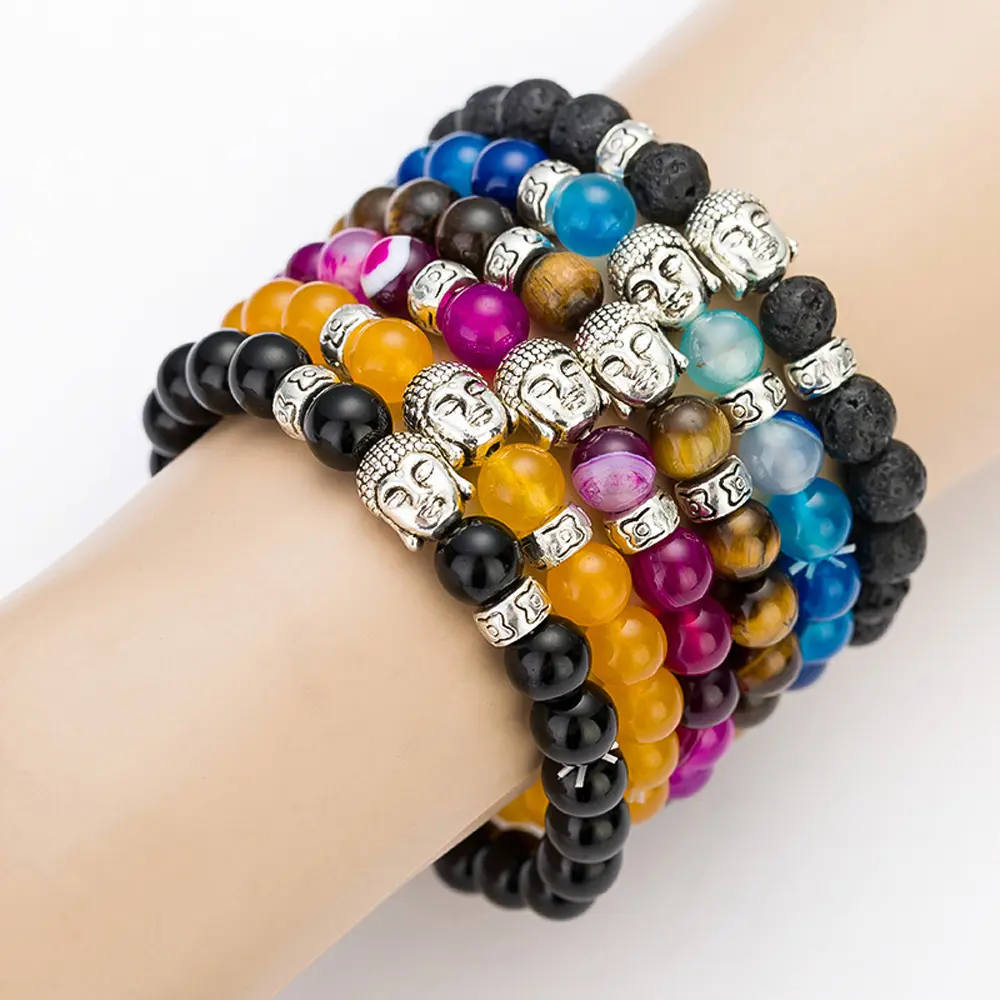 Hot Koop Handgemaakte Natuursteen Kralen Stretch Buddha Armband