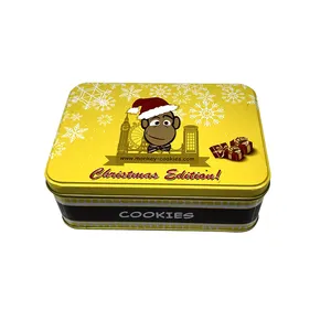 Custom cookie tin can caned food tin packaging metal boxes embossed cookie tin jars