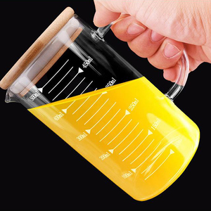 350Ml 500Ml 1000Ml Thủy Tinh Borosilicate Cao Lò Vi Sóng Làm Nóng Cốc Đo Có Nắp Đậy Bằng Gỗ - Product Image 3