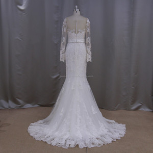 AK026 Date designer saris images robe de <span class=keywords><strong>mariée</strong></span> illusion cou robe de <span class=keywords><strong>mariée</strong></span> avec manches longues - Product Image 4