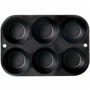 Preseasoned Gietijzeren Kookgerei Gem Muffin/Cornbread/Biscuit Pan,6cup Cake Pan