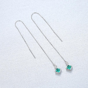 CZCITY Square Shaped <strong>Emerald</strong> Stone <strong>Earring</strong> Sterling Silver 925 Threader Dangle <strong>Drop</strong> <strong>Earrings</strong> Chandelier <strong>Earrings</strong> for Women - Product Image 5