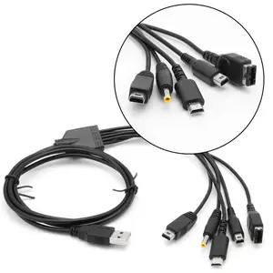 FREE SHIPPING 5 in 1 USB Charger Power Charging Cable Cord Lead for Wii U NEW 3DS LL DSi XL Dsi DSL PSP 3000 GBA SP Game