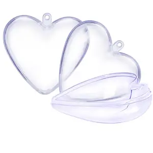 Moldes de plástico acrílico para bombas de baño, adornos de Navidad rellenos en forma de corazón, plástico transparente, 80mm