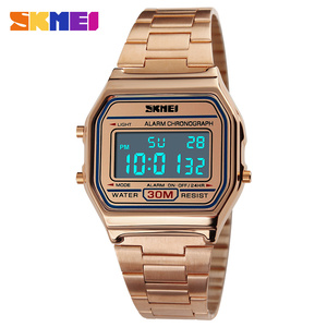 Reloj Deportivo de Lujo <span class=keywords><strong>Skmei</strong></span> <span class=keywords><strong>1123</strong></span> para Hombre y Mujer, Reloj Digital Electrónico LED con Alarma, Resistente al Agua, de Acero Inoxidable - Product Image 3