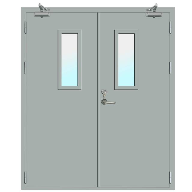 High Quality 2 / 1.5 / 1 Hours Fire Rated Metal Steel Doors Metal Entrance Door with Knock Down Frame