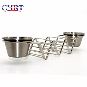 CHRT Stainless Steel Dishes Stainless Steel Taco Rack With 2 Stand Salsa Guacamole Cups