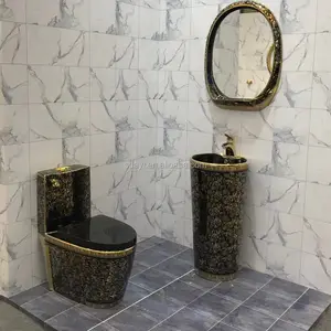SDAYI 위생 도자기 세라믹 골드 컬러 화장실 그릇 욕실 황금 화장실 화장실 세트