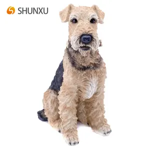 生动的详细树脂 Airedale Terrier 狗雕像 statue 家庭花园装饰动物雕像