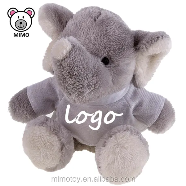 Fluffy Grey Elephant Plush Toy With T shirts Fashion OEM Custom Printing LOGO Soft Stuffed Animal Elephant Plush Toy Wholesale
