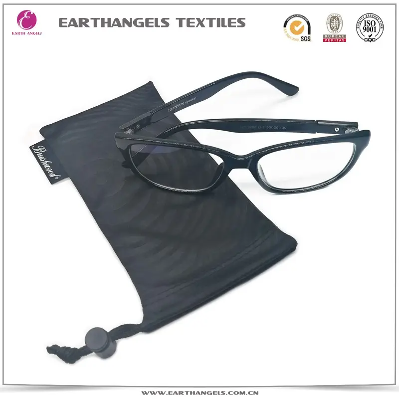 สีดำโพลีเอสเตอร์กระเป๋าราคาถูกไมโครไฟเบอร์แว่นตากันแดดแว่นตานุ่ม