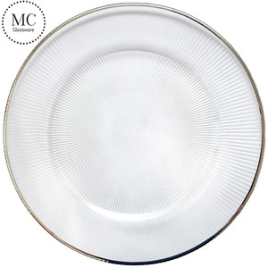 Assiettes de présentation en verre de 13 pouces, motif récif, argent et or, pour décoration de table de mariage, vente en gros à prix réduit - Product Image 6
