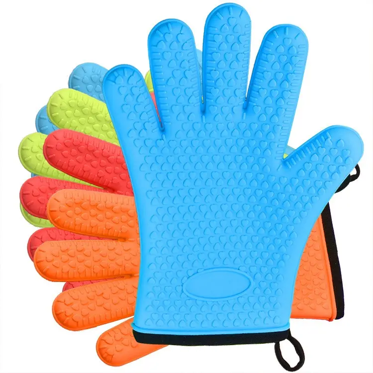 Gants de barbecue en caoutchouc de silicone faciles à nettoyer Mitaines de four Gants de four en silicone Gants de cuisine en silicone