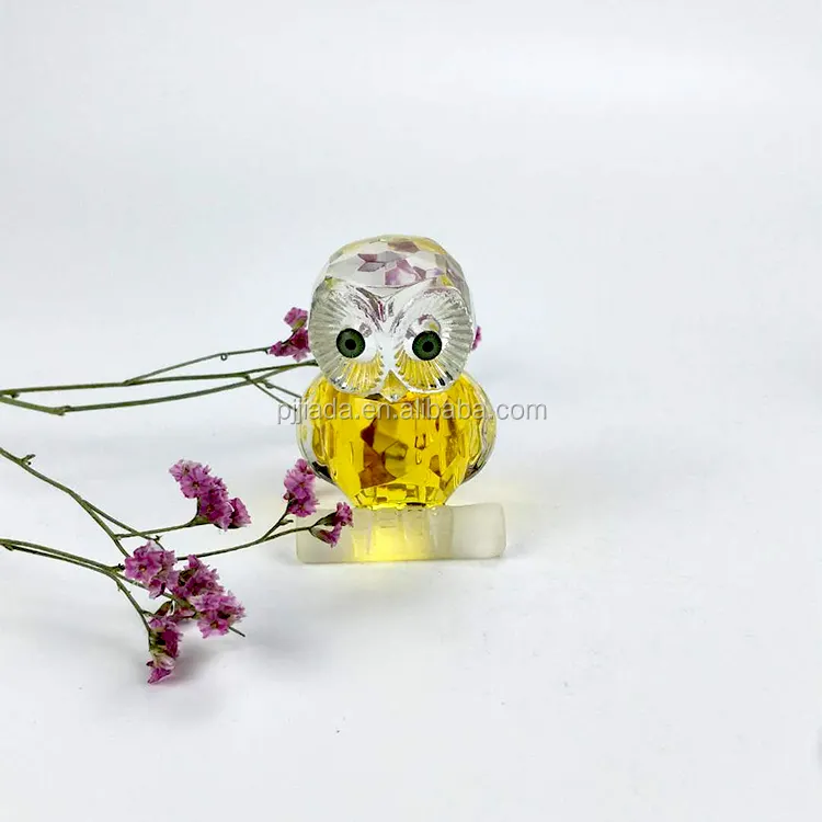 Glass Crystal Animal Figurines Wedding Favors Crystal Animal Gemstone Carving Owl Figurine For Business Gifts