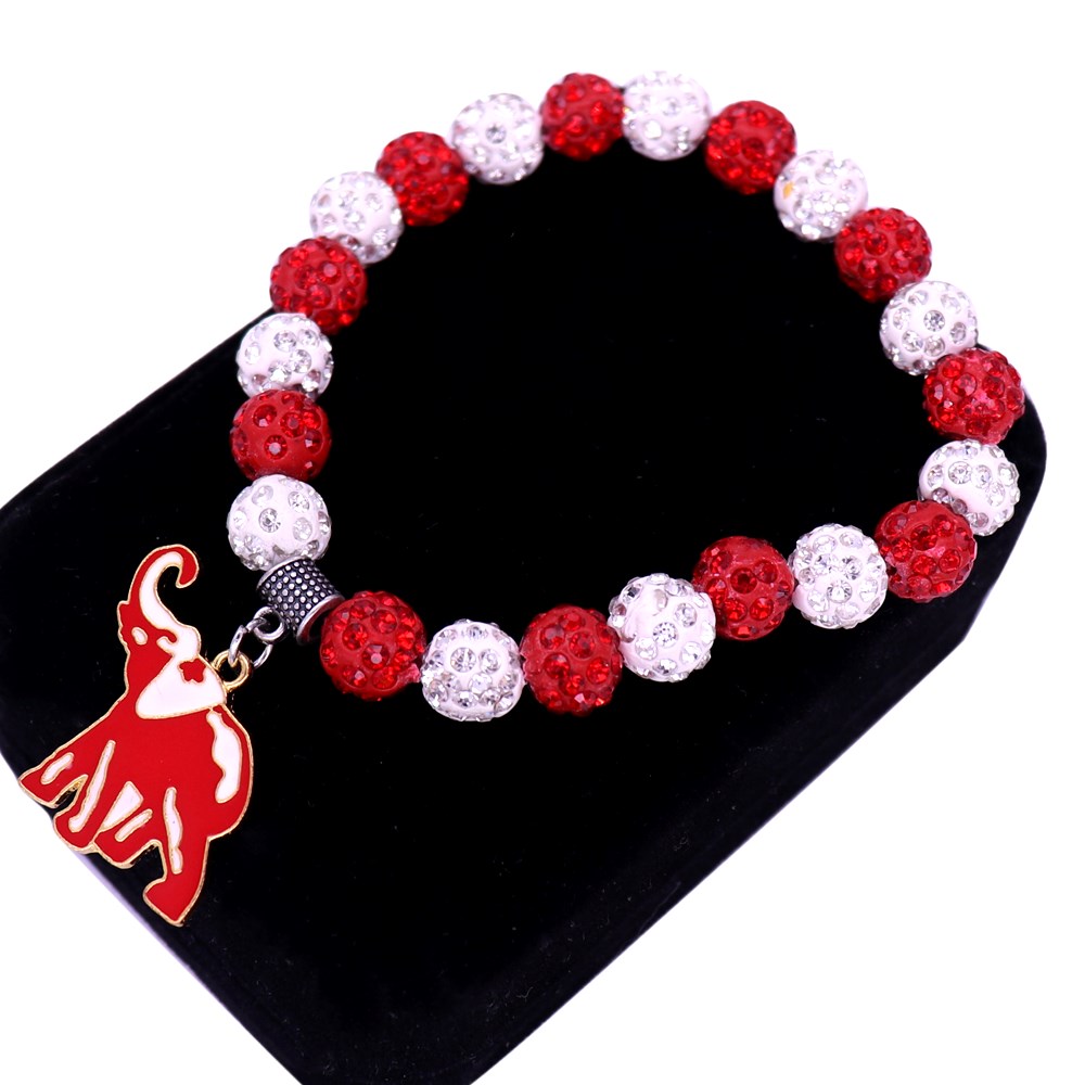 Drop Shipping Wit Rood Disc Ball Kralen Griekse Letter Dst Olifant Charm Sorority Armbanden Sigma Theta Sieraden