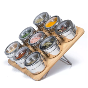Good Quality Wholesale <strong>Kitchen</strong> Wall Mount <strong>Storage</strong> <strong>Tins</strong> Stand Holder Bamboo Magnetic Spice Rack - Product Image 2