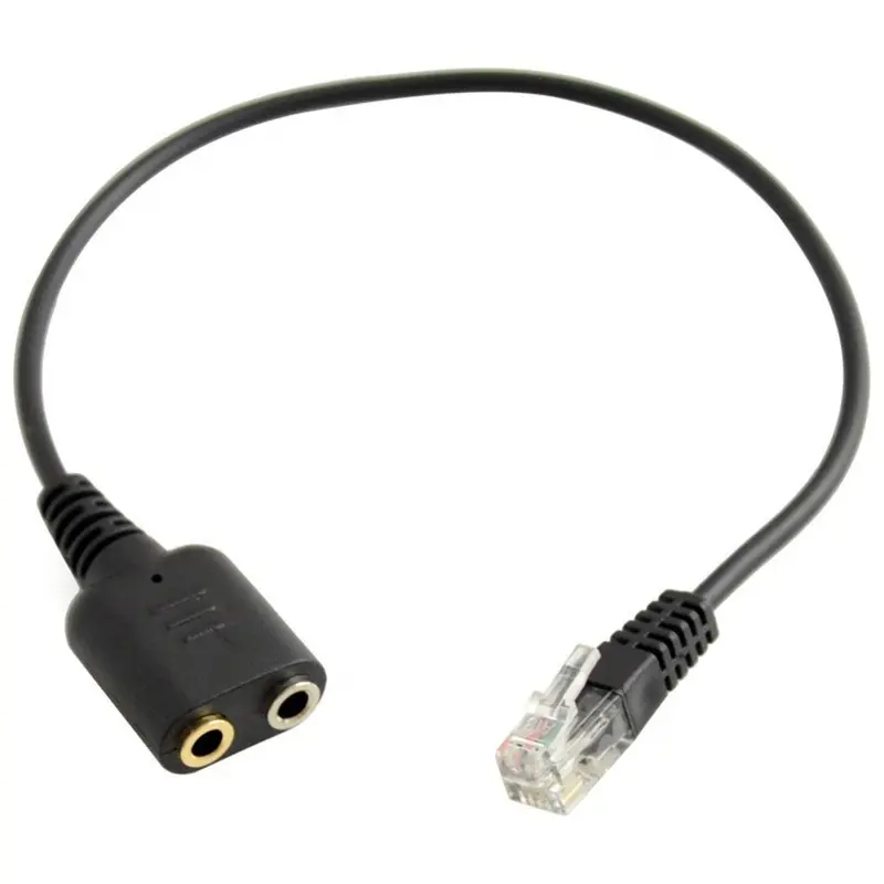 PC Headset RJ9 headset connector to dual 3.5mm audio jack female adapter audio cable for Avaya 1600 9600 SNOM Yealink Phones