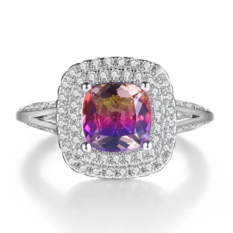 Zhafan gioielli donna anelli nuove tendenze grande rhinestone di cristallo anello Ametrino anello di cristallo viale commercio all'ingrosso dei monili