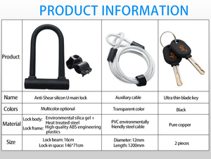 WEST BIKING Lucchetto a U per Bicicletta in Acciaio Resistente con Cavo <span class=keywords><strong>Antifurto</strong></span>, 3 Colori, Lucchetto a U per Ciclismo - Product Image 5