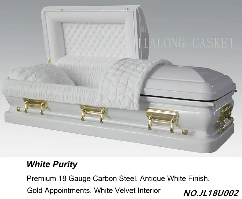 Beyaz saflık-beyaz kol Metal tabut amerikan tarzı tabut cenaze ev çin