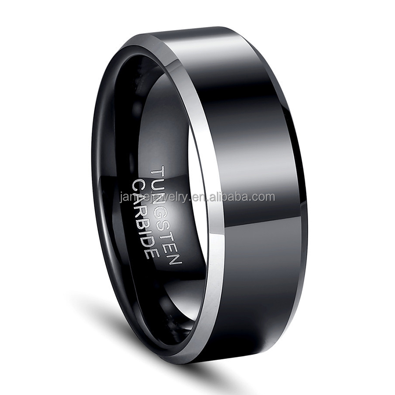 Мужские черные вольфрамовые кольца 8 мм с гравировкой на заказ