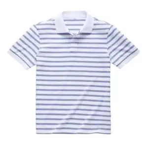 Poly/Katoen Sublimatie Afdrukken Wit Polo Shirt In Blauw Streep 180 Gms