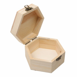 Plain Unfinished <strong>Box</strong>, Hexagon Unpainted <strong>Wooden</strong> Jewelry <strong>Box</strong> DIY <strong>Storage</strong> Chest Treasure Toy Case 13x 11x 7cm - Product Image 2