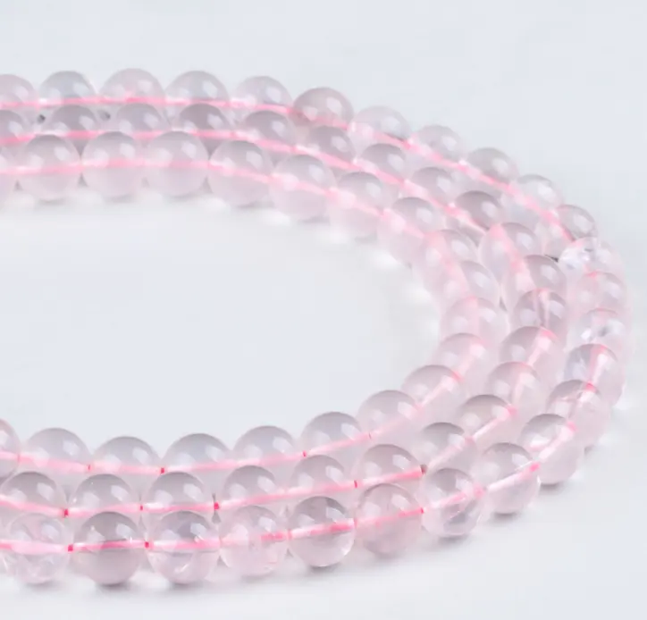 Contas de Pedra Natural Rosa De Cristal De Gelo 4-12mm Para DIY Fazer Jóias Pulseira Quartzo Rosa Contas Redondas Soltas