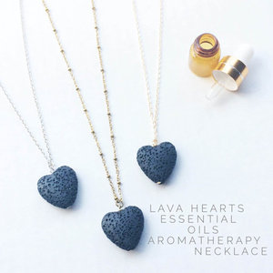 Collar de piedra de <span class=keywords><strong>Lava</strong></span> con corazón para mujer, difusor de aceite esencial, collar de roca volcánica para mujer, joyería para novia - Product Image 2