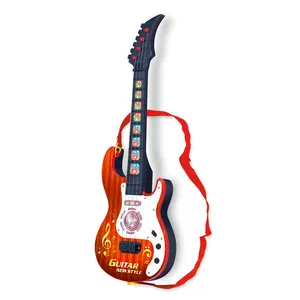 Çocuklar için yeni stil yanıp sönen müzik plastik elektrikli oyuncak gitar
