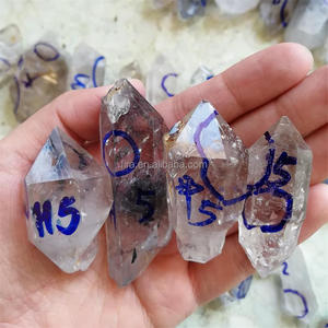 Vente en gros de bulles d'eau naturelles en mouvement Herkimer Enhydro Quartz Points de cristal brut Spécimen de minéraux - Product Image 1