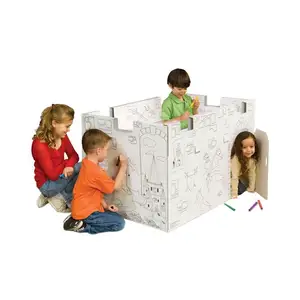 OEM niños corrugado plegable para colorear diy cartón tren playhouse