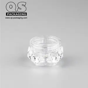 Tarro vacío de acrílico para crema, transparente, con forma de diamante, para viaje, 3g, 5g